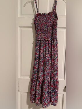 Sienna Sky Pink Floral Smocked Midi Dress